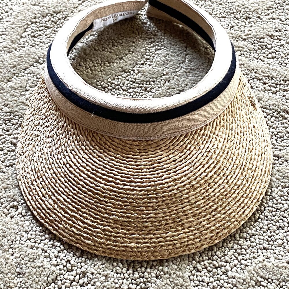 HELEN KAMINSKI RAFFIA WOVEN WIDE BRIM HEADBAND VISOR HAT SIZE: OS